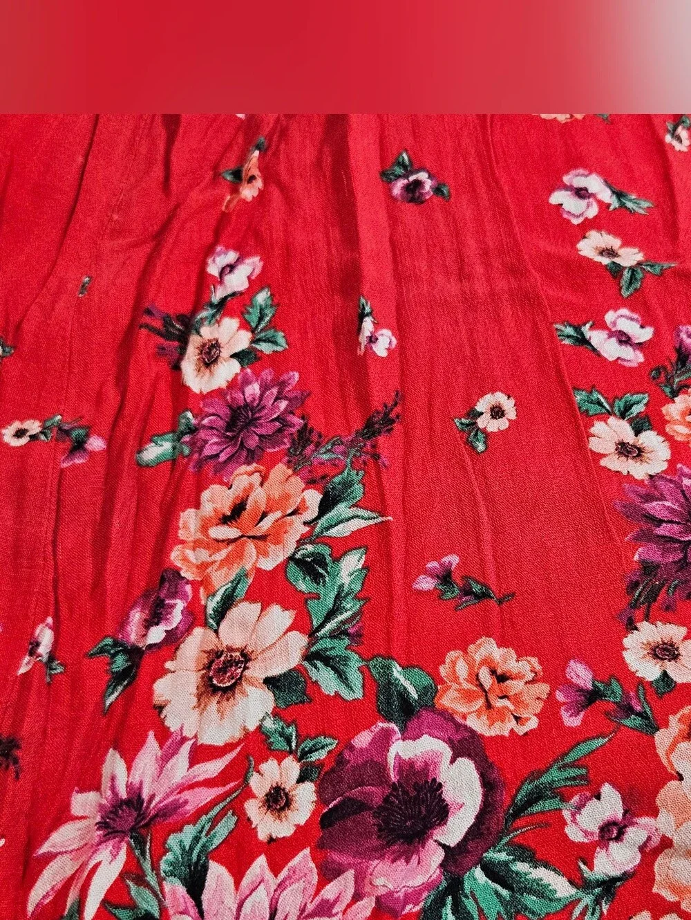 Torrid Women Floral Fit/Flare Dress Plus Size 1X Coral Midi Fairy Summer Travel - Picture 12 of 14
